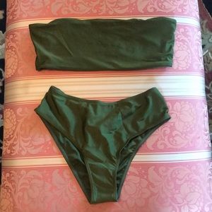 High Waisted Olive Bikini Set